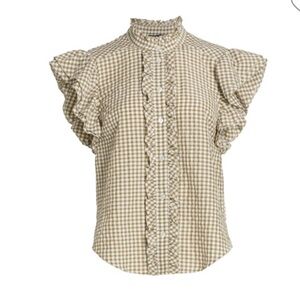 Veronica Beard Jeans Tenille shirt in Olive Green and White in size xSmall